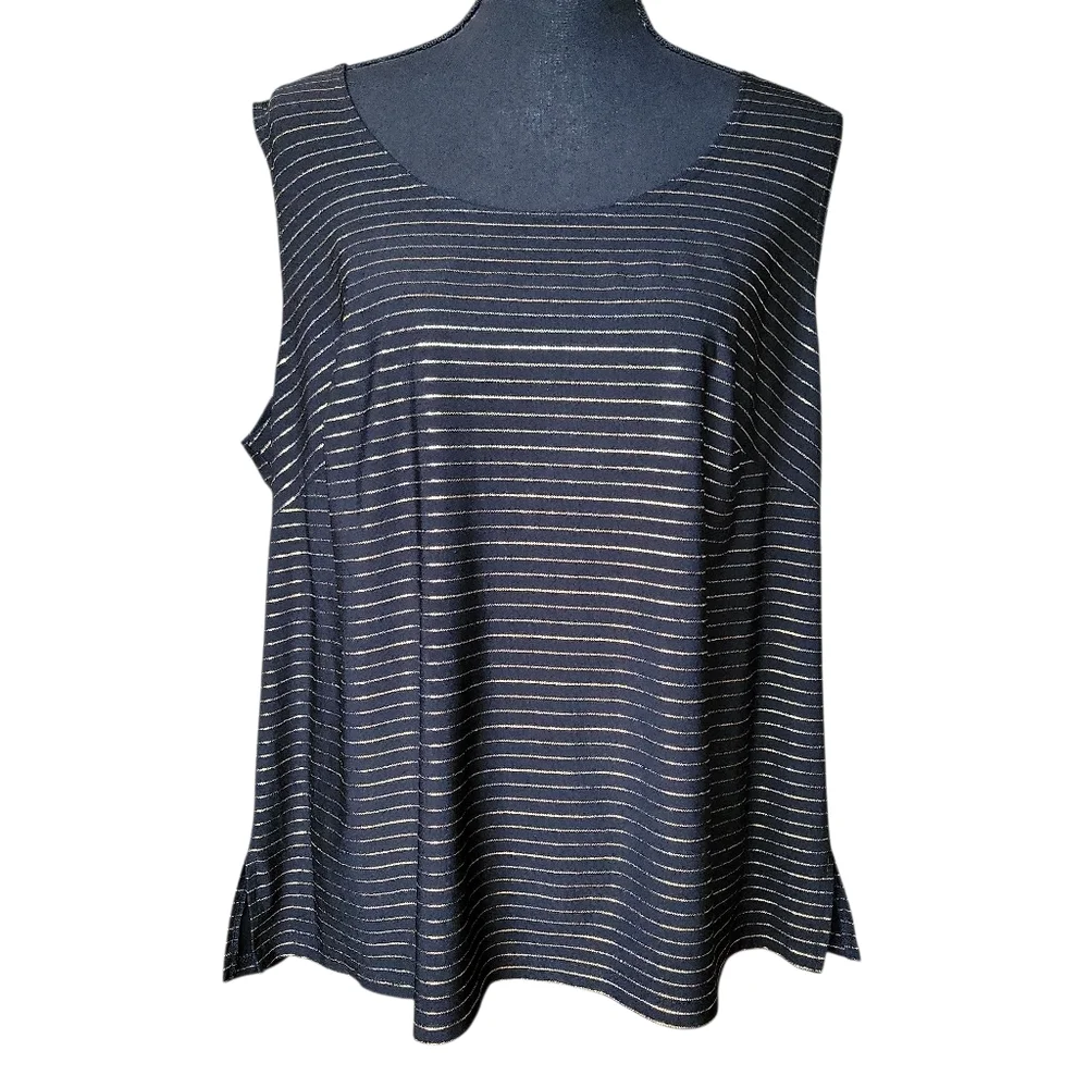 Le Bos Black and Gold Metallic Stripe Blazer and Tank Set Women's Size 16W